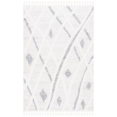 Safavieh 8 x 10 ft. Moroccan Tassel Shag Power Loomed Rectangle Area Rug; Beige & Grey MTS638A-8